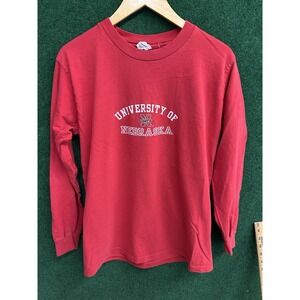 VTG Nebraska Corn Husker Shirt Medium Red Faded Long Sleeve Size Large